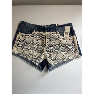 Rewash Brand Women's Denim High Rise Jean Shorts Lace Front Size 11/30